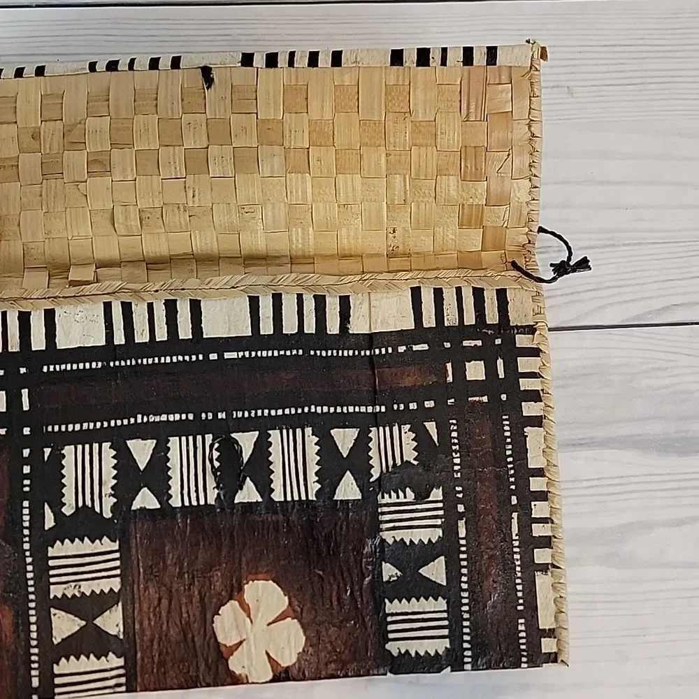 Vintage Clutch Tapa Barkcloth Envelope Purse Handmade